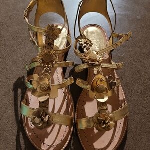 Gold Floral Women's Sandals